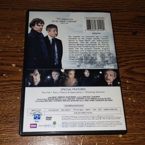 Sherlock The Complete Season Three (2-Disc DVD Box Set, 2014) w/ slip cover - Picture 6 of 6
